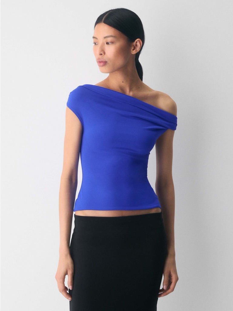 Aritzia Original Contour Ravish Top In Ablaze Blue Off Shoulder Tank New